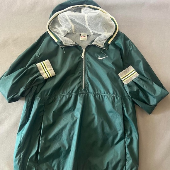 Vintage 90s Nike 1/4 Zip Windbreaker Jacket Size Large . Green Vintage Apparel - Picture 1 of 3